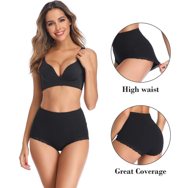 OPIBOO Plus Size Women's Cotton Underwear High Waisted Postpartum Tummy Control Panties Stretch Comfortable Briefs Packs 2x - Image 4